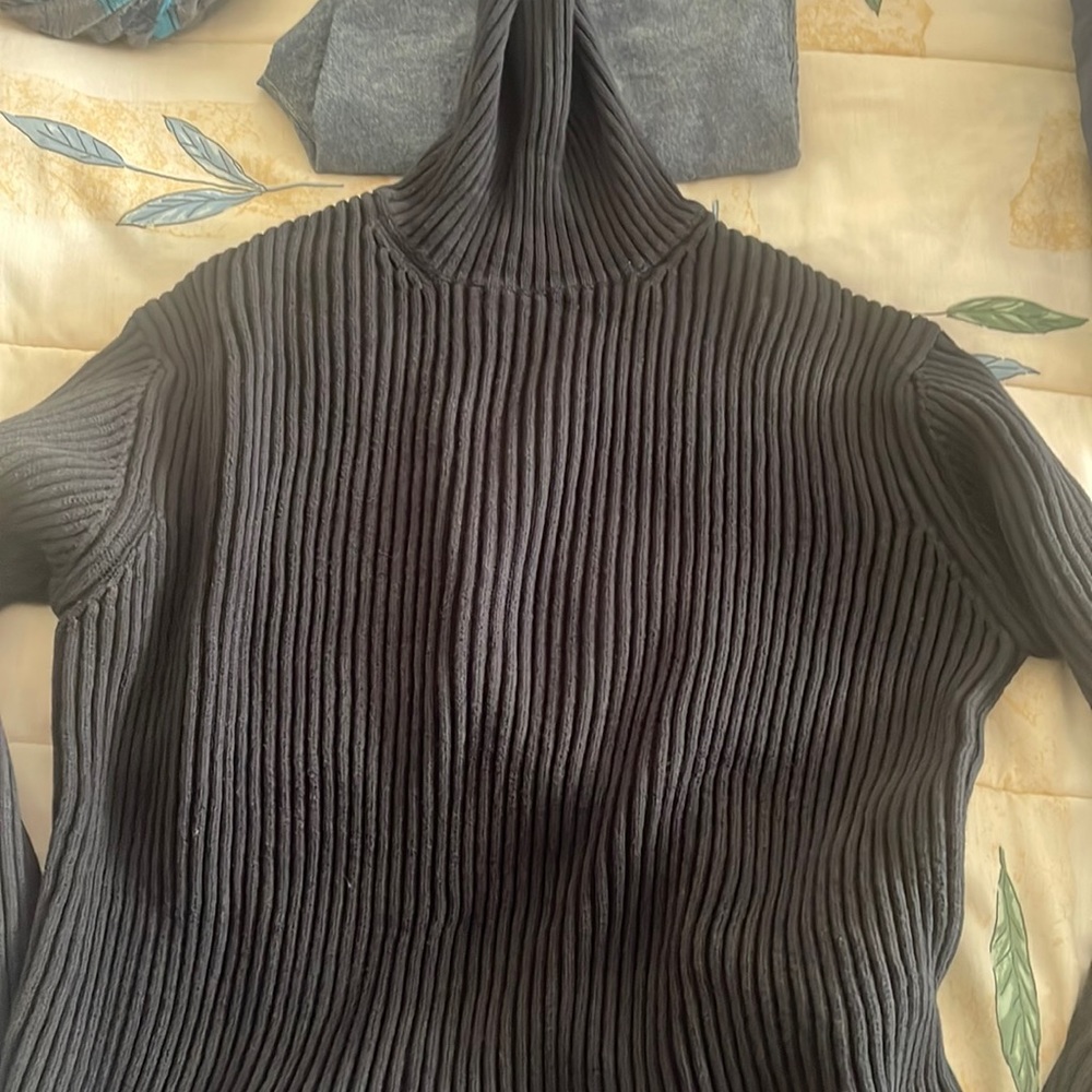 Mens jcrew black tneck sweater cotton xl tall size
